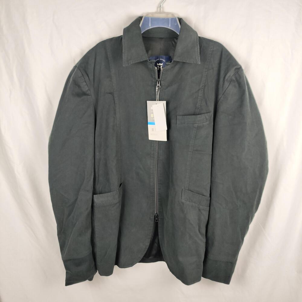 Haggar Euro Jacket Mens XL Black Softshell Windbreaker Full Zip Stretch Pockets